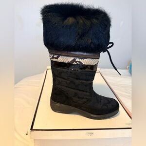 Coach Lorna Winter Boots – Black Signature Monogram – Size 6